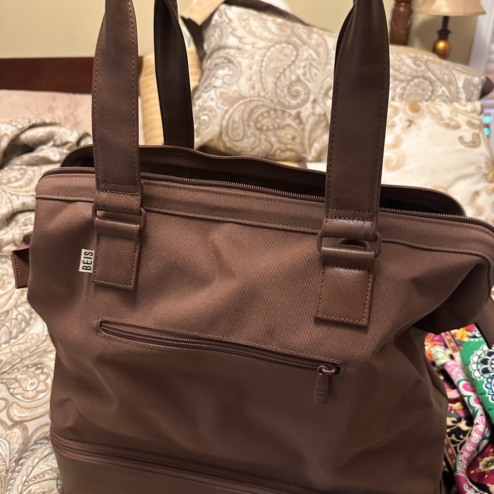 BEIS Mini-Weekender Brown Carry-On Travel Bag